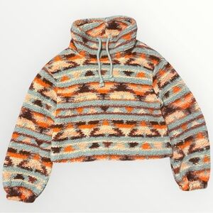 Multicolor Cropped Fleece Pullover